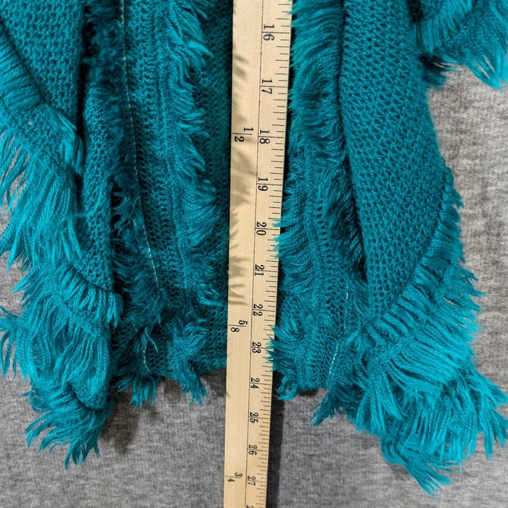 Teal Blue Eyelash Fringe Infinity Scarf Open Knit Acrylic Boho Circle Scarf - Picture 4 of 6